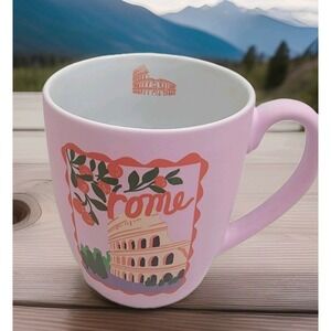 NEW! Punch Studio - Rome Italy Colosseum Themed Soft‎ Touch Pink Ceramic Mug